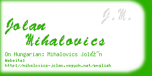jolan mihalovics business card